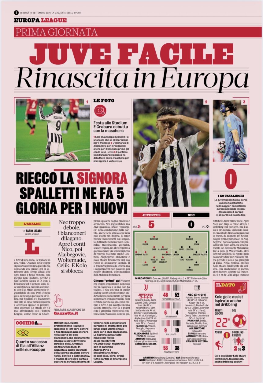Gazzetta dello Sport: “Il NEC non vincerebbe nemmeno a Frosinone”